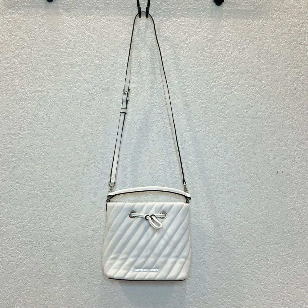 MICHAEL KORS Suri Small Quilted Vegan Leather Crossbody Bag in Optic White